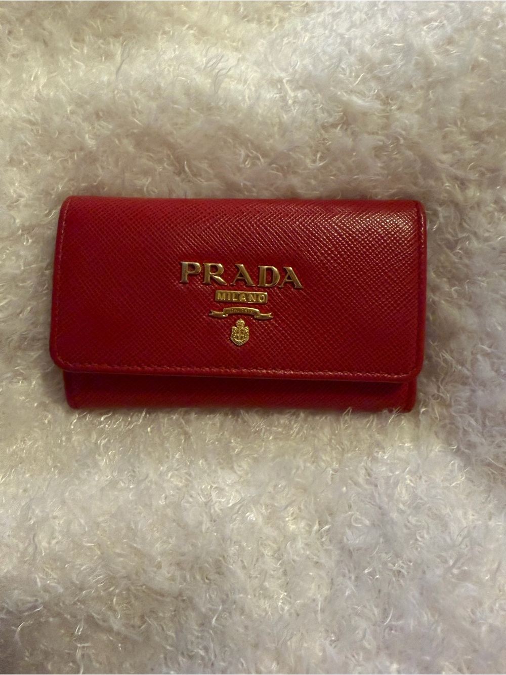 AUTHENTIC PRADA KEY & CARD HOLDER IN RED